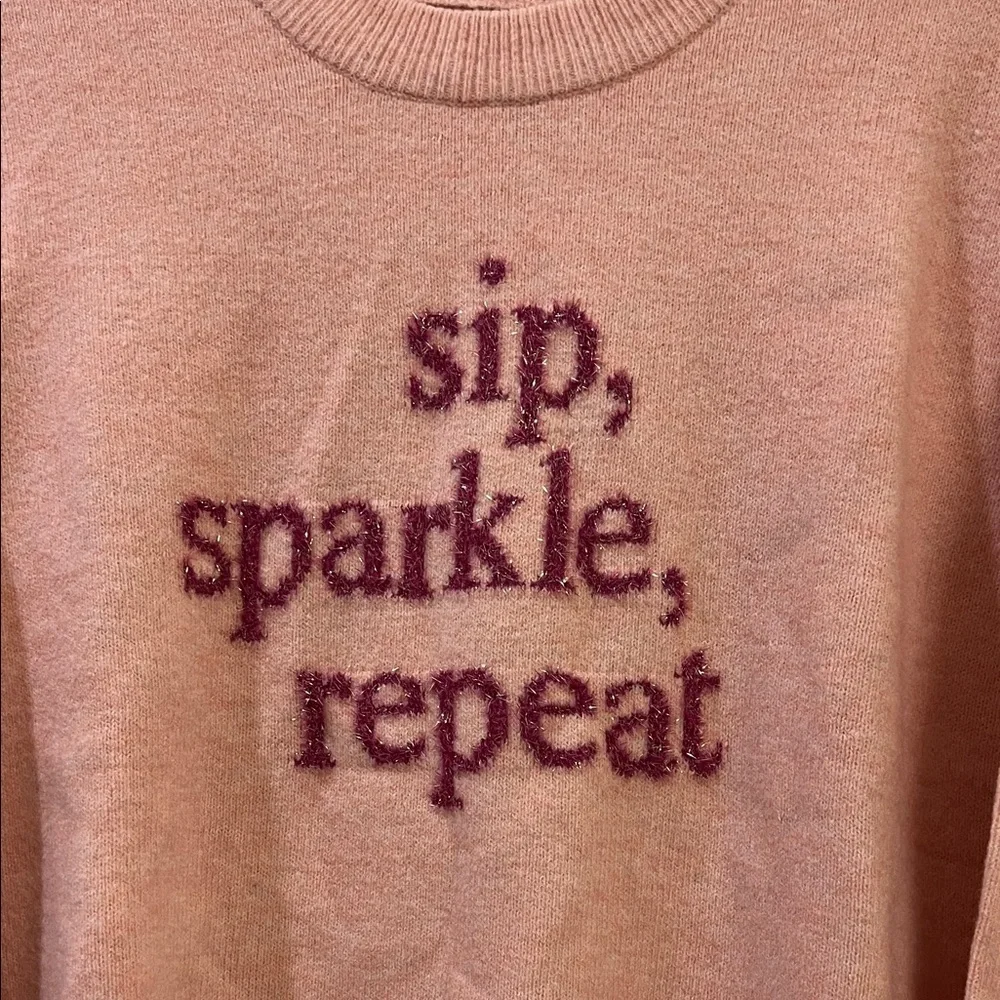 Women’s Pink 'Sip, Sparkle, Repeat' Crewneck Sweater